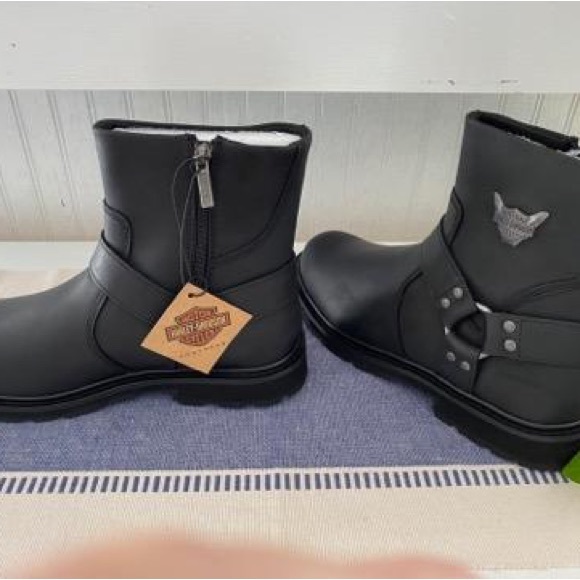 NEW Harley Davidson black leather Rambert Harness moto biker riding boots mens - Picture 8 of 10